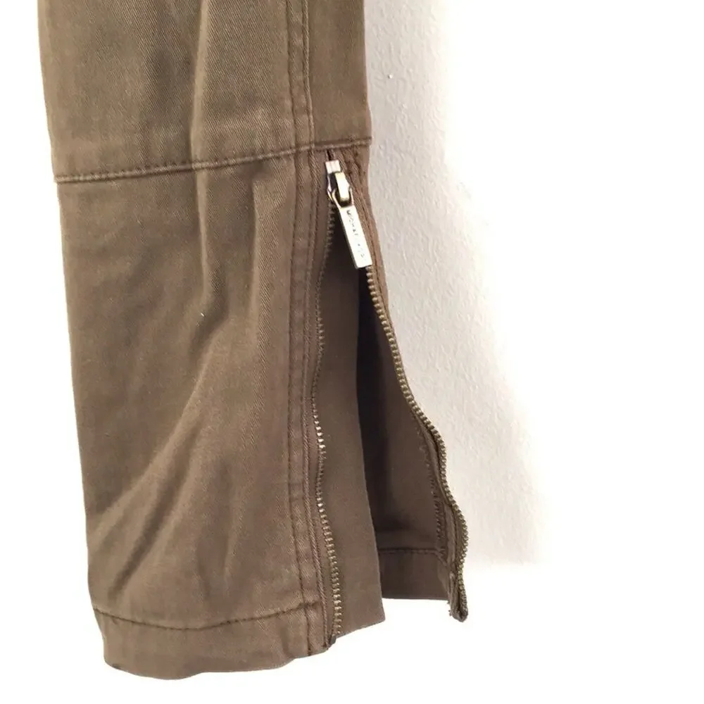 Michael Kors jeggings size 6 EUC army green zipper ankle length Fake back pocket